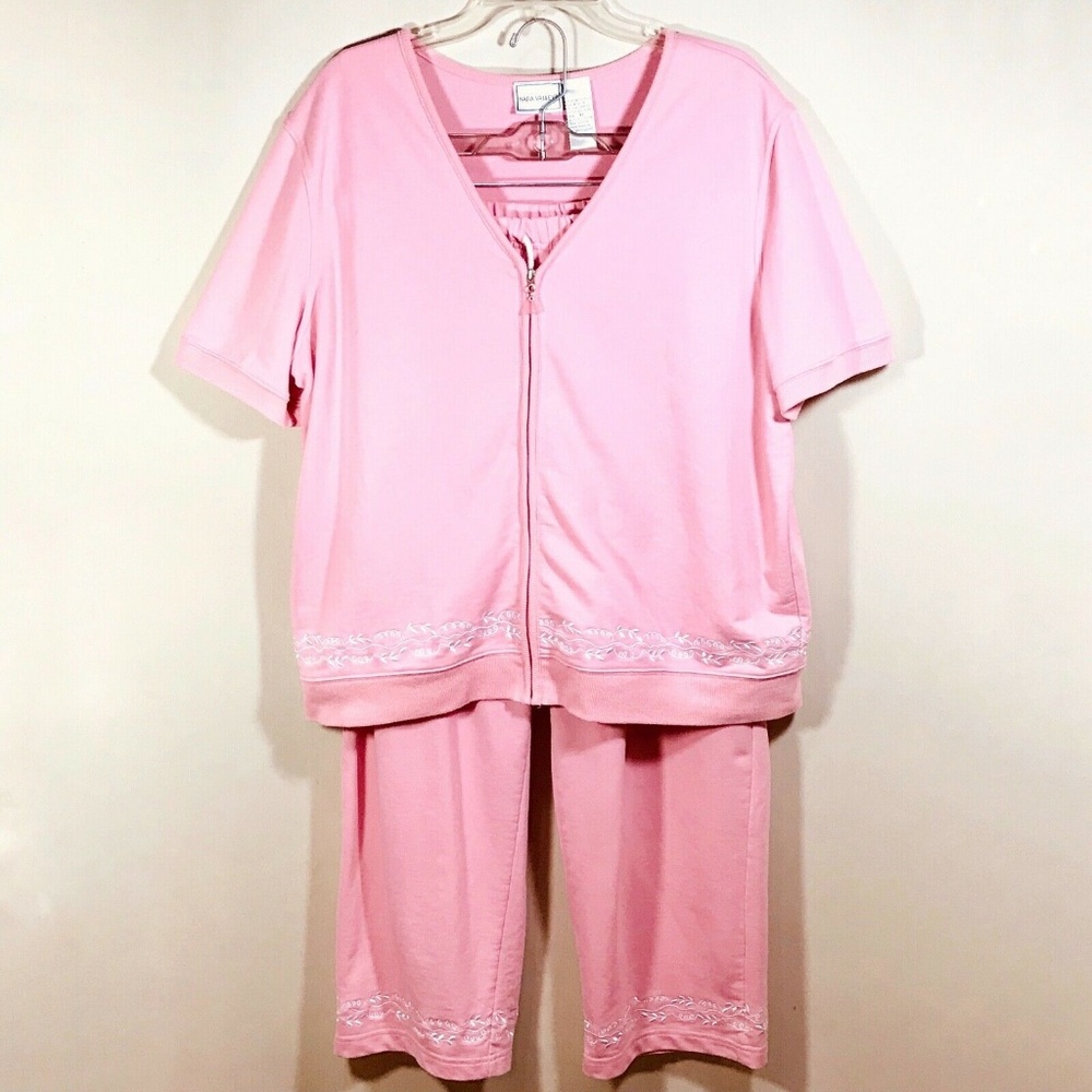 ⬇️$60 NAPA VALLEY Pink TRACK SUIT Jogging Set XL